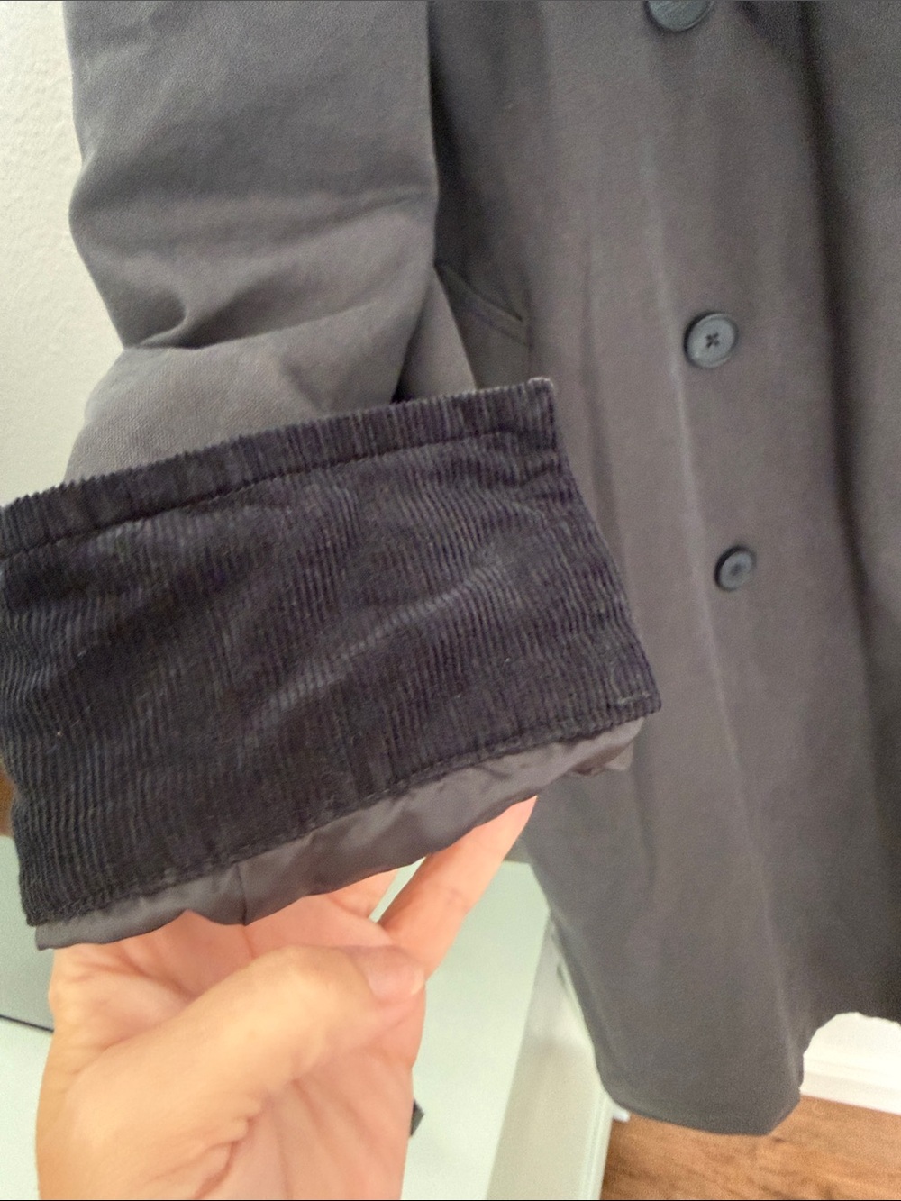 Levi's Charcoal Gray Double-Breasted Barn Trench Coat size Small - Picture 7 of 9
